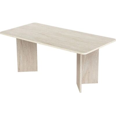 HANAH HOME Table à manger en bois Linza 180 x 90 x 75 cm - Travertin Beige - Publicité HANAH HOME Table à manger en bois Linza 180 x 90 x 75 cm - Travertin Beige - Publicité