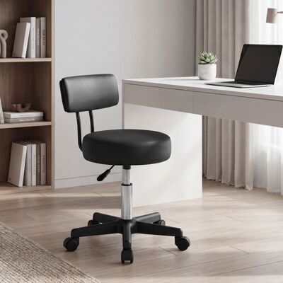 SONGMICS Tabouret de Bureau Réglable en Hauteur Pivotante à Roulettes avec Dossier pour Salon Atelier PU Noir Noir - Publicité SONGMICS Tabouret de Bureau Réglable en Hauteur Pivotante à Roulettes avec Dossier pour Salon Atelier PU Noir Noir - Publicité