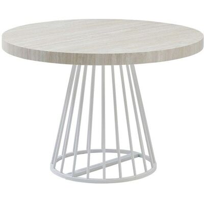 VENTE-UNIQUE Table à manger extensible 2 à 12 personnes en MDF et acier - Effet travertin beige et blanc - FIRELA - Publicité VENTE-UNIQUE Table à manger extensible 2 à 12 personnes en MDF et acier - Effet travertin beige et blanc - FIRELA - Publicité