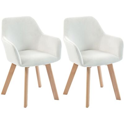 HOMCOM - Lot de 2 chaises de salle à manger - Tissu polyester effet velours - 54x57x80cm - crème Blanc - Publicité HOMCOM - Lot de 2 chaises de salle à manger - Tissu polyester effet velours - 54x57x80cm - crème Blanc - Publicité