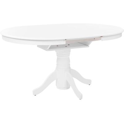 BELIANI Table de salle à manger extensible AKRON Blanc 106/150 cm 106 cm Blanc - Publicité BELIANI Table de salle à manger extensible AKRON Blanc 106/150 cm 106 cm Blanc - Publicité