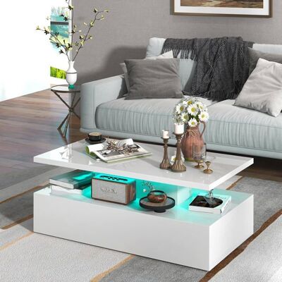COSTWAY Table Basse Lumineux à 2 Niveaux Couleurs de Lumière LED Réglables Luminosité Réglables Télécommande Blanc Brillant Blanc - Publicité COSTWAY Table Basse Lumineux à 2 Niveaux Couleurs de Lumière LED Réglables Luminosité Réglables Télécommande Blanc Brillant Blanc - Publicité
