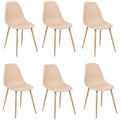 ATMOSPHERA Toilinux - Lot de 6 chaises scandinave et pieds métal effet bois TAHO - Beige Beige - Publicité ATMOSPHERA Toilinux - Lot de 6 chaises scandinave et pieds métal effet bois TAHO - Beige Beige - Publicité