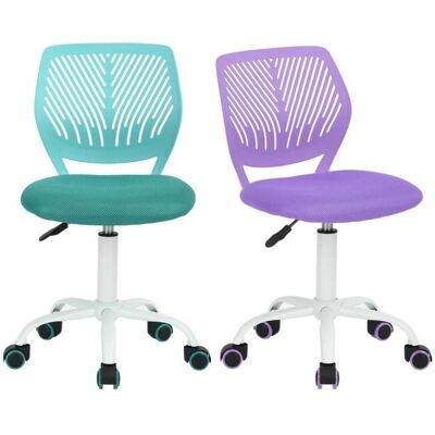 FurnitureR Lot de 2 Chaise de Bureau Adolescents Hauteur Réglable avec Siège en Tissu Ergonomique Turquoise+Violet Blanc - Publicité FurnitureR Lot de 2 Chaise de Bureau Adolescents Hauteur Réglable avec Siège en Tissu Ergonomique Turquoise+Violet Blanc - Publicité