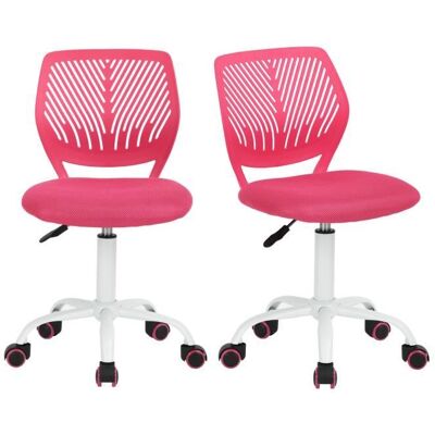 Chaise de bureau - FURNITURER - Lot de 2 - Hauteur réglable 75-85 cm - Siège ergonomique tissu - Rose Blanc - Publicité Chaise de bureau - FURNITURER - Lot de 2 - Hauteur réglable 75-85 cm - Siège ergonomique tissu - Rose Blanc - Publicité