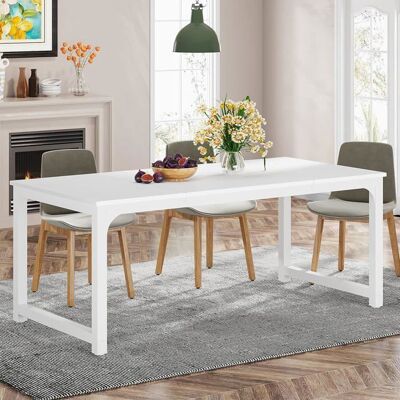Tribesigns Table à Manger 180 x 80 x 75 cm pour 6-8 Personnes Table de Salon Bureau pour Salle à Manger Industriel Blanc Blanc - Publicité Tribesigns Table à Manger 180 x 80 x 75 cm pour 6-8 Personnes Table de Salon Bureau pour Salle à Manger Industriel Blanc Blanc - Publicité