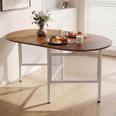 GIANTEX Table a Manger Pliante pour 6-8 Personnes Table de Cuisine Ovale Rabattable avec Cadre en Métal 150 x 80 x 76 cm Natural - Publicité GIANTEX Table a Manger Pliante pour 6-8 Personnes Table de Cuisine Ovale Rabattable avec Cadre en Métal 150 x 80 x 76 cm Natural - Publicité