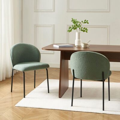 BAÏTA Lot de 2 chaises ZANA tissu bouclette vert pieds métal noir Vert - Publicité BAÏTA Lot de 2 chaises ZANA tissu bouclette vert pieds métal noir Vert - Publicité
