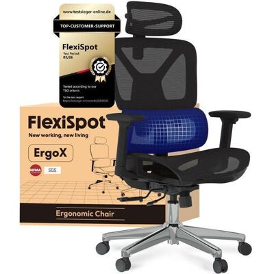 FlexiSpot ErgoX Chaise de Bureau Ergonomique Appui-tête 3D Accoudoir 3D et Support Lombaire 5D Indépendant en Maille Noir Noir - Publicité FlexiSpot ErgoX Chaise de Bureau Ergonomique Appui-tête 3D Accoudoir 3D et Support Lombaire 5D Indépendant en Maille Noir Noir - Publicité