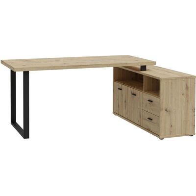 Bureau d'angle FORTE Goldsboro avec 2 tiroirs et portes - Bureau d'angle - Publicité Bureau d'angle FORTE Goldsboro avec 2 tiroirs et portes - Bureau d'angle - Publicité