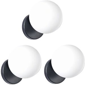 iDEGU 3pcs Lampe Murale Moderne15cm Applique Murale Interieur Abat-jour en Verre Blanc Laiteux Rond Avec Base Noire E27 Plafonnier Noir - Publicité iDEGU 3pcs Lampe Murale Moderne15cm Applique Murale Interieur Abat-jour en Verre Blanc Laiteux Rond Avec Base Noire E27 Plafonnier Noir - Publicité