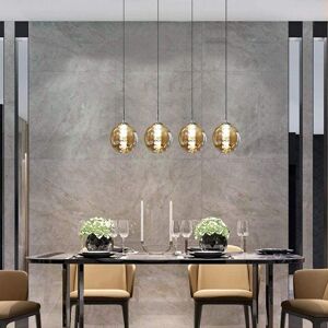 Lampe suspendue - NETTLIFE - 4 lampes (4L) - abat-jours verre ambre - hauteur réglable Gris - Publicité Lampe suspendue - NETTLIFE - 4 lampes (4L) - abat-jours verre ambre - hauteur réglable Gris - Publicité