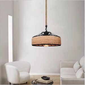 IDEGU Retro Suspension Luminaire Industrielle en Corde de Chanvre Lampe Plafonnier Style Edison pour Salon Chambre Marron - Publicité IDEGU Retro Suspension Luminaire Industrielle en Corde de Chanvre Lampe Plafonnier Style Edison pour Salon Chambre Marron - Publicité