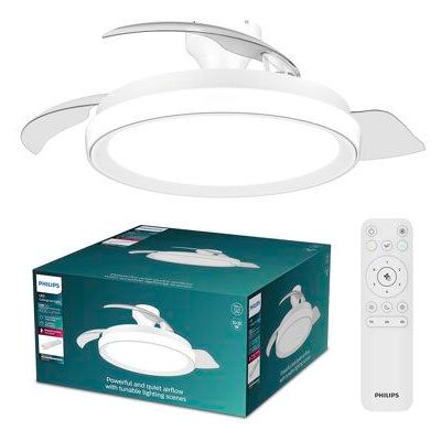 Ventilateur de plafond - Philips - Bliss - Pales rétractables - Diamètre 106 cm - Blanc - LED intégrée + télécommande Blanc - Publicité Ventilateur de plafond - Philips - Bliss - Pales rétractables - Diamètre 106 cm - Blanc - LED intégrée + télécommande Blanc - Publicité