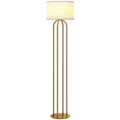 Lampadaire sur pied de salon - HOMCOM - abat-jour en lin et interrupteur à pied - métal - Ø 38 x 161 cm - doré et beige Jaune - Publicité Lampadaire sur pied de salon - HOMCOM - abat-jour en lin et interrupteur à pied - métal - Ø 38 x 161 cm - doré et beige Jaune - Publicité