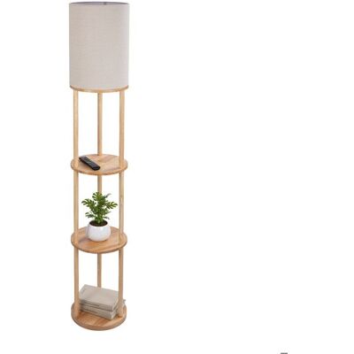 Relaxdays Lampe sur pied avec étagère H 180 x 30 cm douille E27 bois et lin salon chambre blanc naturel - Publicité Relaxdays Lampe sur pied avec étagère H 180 x 30 cm douille E27 bois et lin salon chambre blanc naturel - Publicité