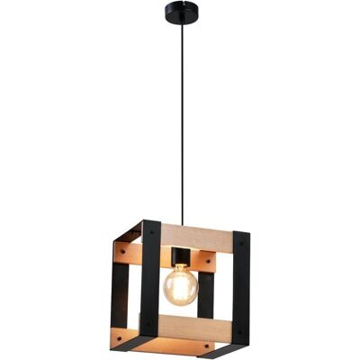 Suspension Homefire 1 flamme E27 vintage - Bois et métal Noir - 25 x 25 x 175cm - Design réglable en hauteur pour salle à manger Noir - Publicité Suspension Homefire 1 flamme E27 vintage - Bois et métal Noir - 25 x 25 x 175cm - Design réglable en hauteur pour salle à manger Noir - Publicité