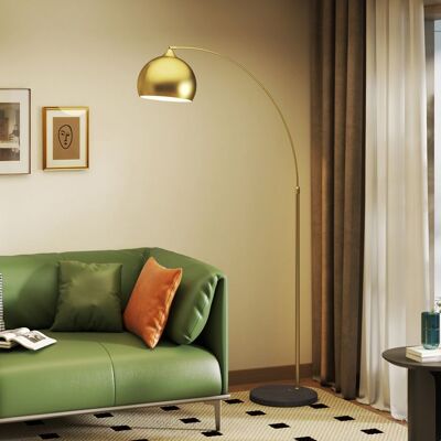 Lampadaire - lampe salon arc - HOMCOM - abat-jour doré E27 40 W marbre longueur réglable 110-115cm moderne - métal - doré Jaune - Publicité Lampadaire - lampe salon arc - HOMCOM - abat-jour doré E27 40 W marbre longueur réglable 110-115cm moderne - métal - doré Jaune - Publicité