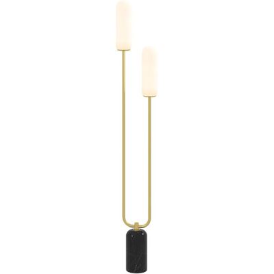 Lampadaire sur pied de salon - HOMCOM - 2 abat-jours en verre base en marbre et interrupteur à pied - en métal - 150H cm - blanc Blanc - Publicité Lampadaire sur pied de salon - HOMCOM - 2 abat-jours en verre base en marbre et interrupteur à pied - en métal - 150H cm - blanc Blanc - Publicité
