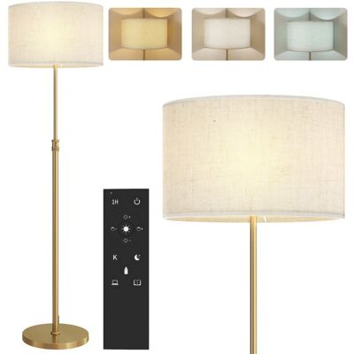 Lampadaire sur pied salon - HOMCOM - télécommande - dimmable - abat-jour en lin - hauteur réglable 133-168cm - doré Beige - Publicité Lampadaire sur pied salon - HOMCOM - télécommande - dimmable - abat-jour en lin - hauteur réglable 133-168cm - doré Beige - Publicité
