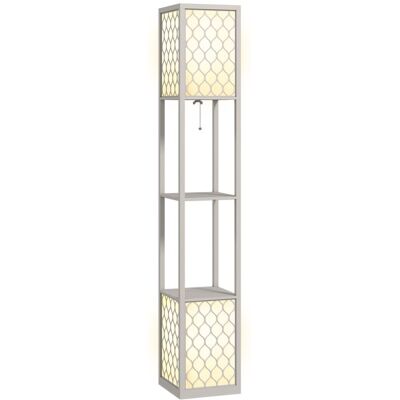 Lampadaire étagère - HOMCOM - douille E27 2 étagères 4 niveaux motif nid dabeille - abat-jour en terylenecotton - gris Gris - Publicité Lampadaire étagère - HOMCOM - douille E27 2 étagères 4 niveaux motif nid dabeille - abat-jour en terylenecotton - gris Gris - Publicité
