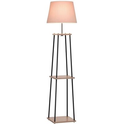 Lampadaire - HOMCOM - design contemporain 40 W max 3 étagères intégrées bois massif - bois métal - 40x40x160cm - beige Noir - Publicité Lampadaire - HOMCOM - design contemporain 40 W max 3 étagères intégrées bois massif - bois métal - 40x40x160cm - beige Noir - Publicité