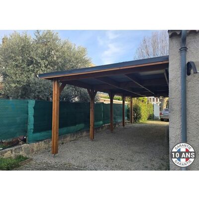 CPBF Carport Bois Douglas Français 52 m² – Toit plat adossé – 5 poteaux – Abri camping car extérieur – Garantie 10 ans Marron - Publicité CPBF Carport Bois Douglas Français 52 m² – Toit plat adossé – 5 poteaux – Abri camping car extérieur – Garantie 10 ans Marron - Publicité