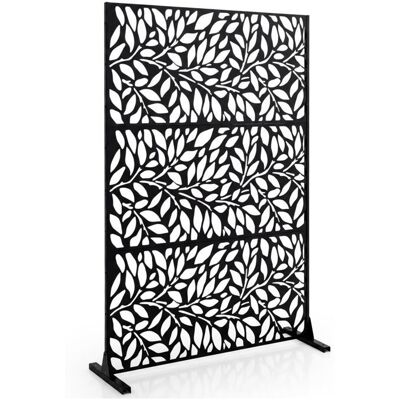 Paravent Exterieur COSTWAY - Panneau Brise Vue en Acier Galvanisé Écran de Confidentialité Jardin 121 x 183CM Motif de Feuilles Noir - Publicité Paravent Exterieur COSTWAY - Panneau Brise Vue en Acier Galvanisé Écran de Confidentialité Jardin 121 x 183CM Motif de Feuilles Noir - Publicité