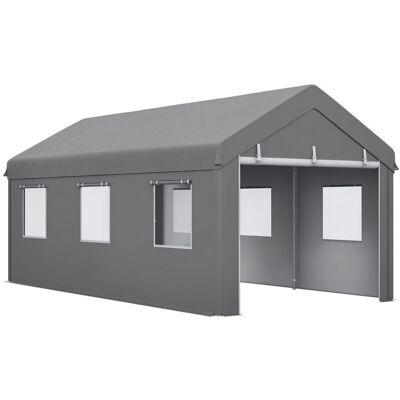 Carport - Outsunny - 600x295x278cm - PE - gris Gris - Publicité Carport - Outsunny - 600x295x278cm - PE - gris Gris - Publicité