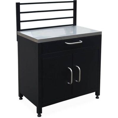 SWEEEK Module de cuisine extérieure acier 1 tiroir 2 portes + grille de suspension L80cm GRIMAUD Noir - Publicité SWEEEK Module de cuisine extérieure acier 1 tiroir 2 portes + grille de suspension L80cm GRIMAUD Noir - Publicité