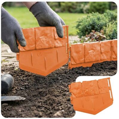 VOUNOT® Bordure de jardin imitation pierre 21.4m terracotta - Hauteur 14cm - Clôture gazon décorative ultra résistant - Lot de 140 Orange - Publicité VOUNOT® Bordure de jardin imitation pierre 21.4m terracotta - Hauteur 14cm - Clôture gazon décorative ultra résistant - Lot de 140 Orange - Publicité