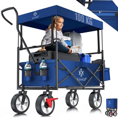 KESSER® Chariot de Transport Pliable avec Toit 4 Roues et 2 Poches en filet Charge Max. 550kg Chariot de Jardin et Plage Bleu marine Bleu - Publicité KESSER® Chariot de Transport Pliable avec Toit 4 Roues et 2 Poches en filet Charge Max. 550kg Chariot de Jardin et Plage Bleu marine Bleu - Publicité