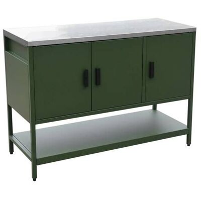 SWEEEK Cuisine dextérieure en acier vert 3 portes.1 étagère L120cm Vert - Publicité SWEEEK Cuisine dextérieure en acier vert 3 portes.1 étagère L120cm Vert - Publicité