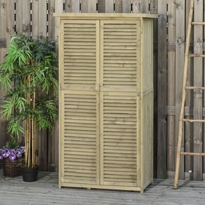 Generic Cabane de Jardin en Bois de Pin Autoclave avec Toit bitumé étanche 2 étagères Portes Persiennes 87x47x160 cm Vert Vert - Publicité Generic Cabane de Jardin en Bois de Pin Autoclave avec Toit bitumé étanche 2 étagères Portes Persiennes 87x47x160 cm Vert Vert - Publicité