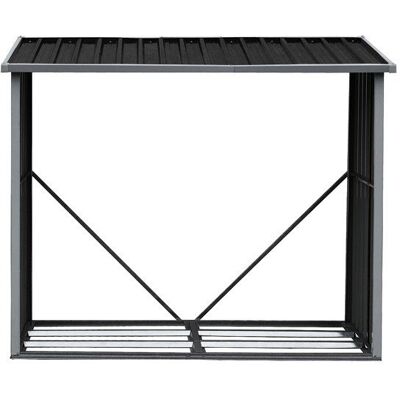 VENTE-UNIQUE Abri bûches métal en acier galvanisé 169 m3 - 2 stères - L182 x P83 x H148cm - DERWOOD Gris - Publicité VENTE-UNIQUE Abri bûches métal en acier galvanisé 169 m3 - 2 stères - L182 x P83 x H148cm - DERWOOD Gris - Publicité
