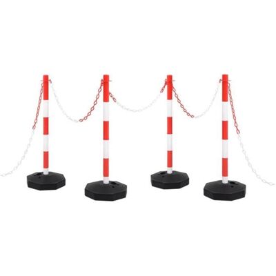 Ensemble de poteaux de circulation vidaXL avec chaîne en plastique de 10 m - Signal de sécurité - Publicité Ensemble de poteaux de circulation vidaXL avec chaîne en plastique de 10 m - Signal de sécurité - Publicité