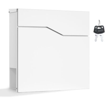 Wiltec Boîte aux lettres murale ou sur pied design et Porte-journaux V19 Verrouillable Blanche Acier galvanisé 370 x 102 x 370 m Blanc - Publicité Wiltec Boîte aux lettres murale ou sur pied design et Porte-journaux V19 Verrouillable Blanche Acier galvanisé 370 x 102 x 370 m Blanc - Publicité