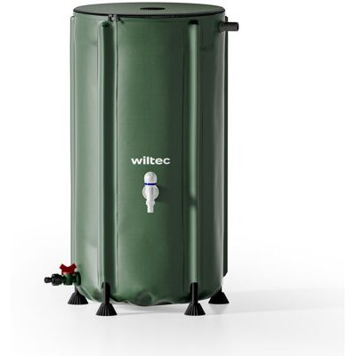 Wiltec Récupérateur eau de pluie pliable 100 litres citerne souple en PVC avec fermeture éclair robinet et couvercle réservoir ir Vert - Publicité Wiltec Récupérateur eau de pluie pliable 100 litres citerne souple en PVC avec fermeture éclair robinet et couvercle réservoir ir Vert - Publicité