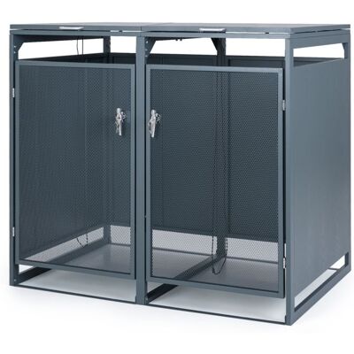 Abri de Jardin en Métal 105m² 132 x 80 x 117 cm COSTWAY-Rangement pour 2 Poubelles 240 L-Couvercle Rabattable-Porte Verrouillable - Publicité Abri de Jardin en Métal 105m² 132 x 80 x 117 cm COSTWAY-Rangement pour 2 Poubelles 240 L-Couvercle Rabattable-Porte Verrouillable - Publicité