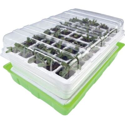 Kit de germination pour semis - TERRE JARDIN - 40 godets - Tapis dirrigation capillaire - Couvercle transparent - 39x25x125 cm Vert - Publicité Kit de germination pour semis - TERRE JARDIN - 40 godets - Tapis dirrigation capillaire - Couvercle transparent - 39x25x125 cm Vert - Publicité
