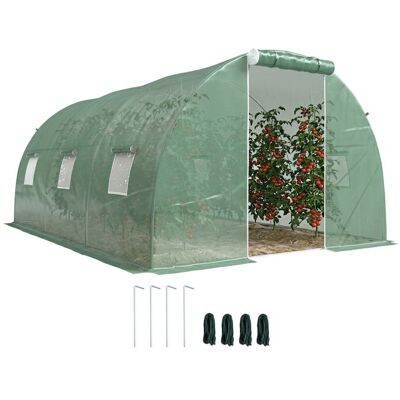 Serre de jardin tunnel - Outsunny - 135 m² - 6 fenêtres porte zippée - châssis acier galvanisé bâche PE - 45 x 3 x 2 m vert Vert - Publicité Serre de jardin tunnel - Outsunny - 135 m² - 6 fenêtres porte zippée - châssis acier galvanisé bâche PE - 45 x 3 x 2 m vert Vert - Publicité