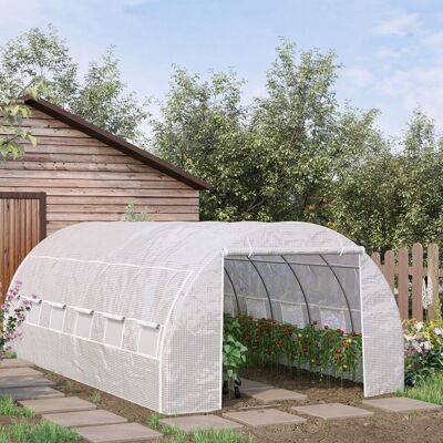 Generic Serre de Jardin Serre Tunnel 18 m² dim. 6L x 3l x 2H m - 12 fenêtres Porte zippée Enroulable Blanc Blanc - Publicité Generic Serre de Jardin Serre Tunnel 18 m² dim. 6L x 3l x 2H m - 12 fenêtres Porte zippée Enroulable Blanc Blanc - Publicité