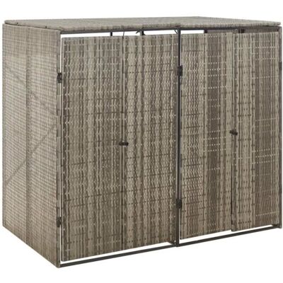 VIDAXL VX - Abri pour poubelle double Gris 140x80x117 cm Résine tressée Gris - Publicité VIDAXL VX - Abri pour poubelle double Gris 140x80x117 cm Résine tressée Gris - Publicité