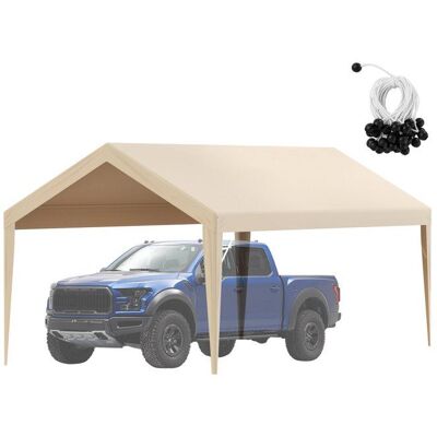 Luscriate - Toile d’auvent rechange pour abri de voiture 61x3m bâche garage imperméable anti-UV élastiques à boule - Blanc Beige - Publicité Luscriate - Toile d’auvent rechange pour abri de voiture 61x3m bâche garage imperméable anti-UV élastiques à boule - Blanc Beige - Publicité