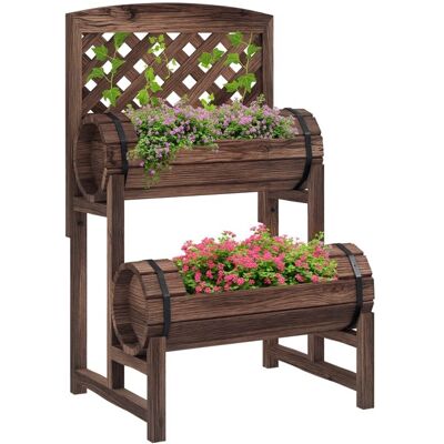 Jardinière sur pieds surélevée - Outsunny - avec treillis - 2 niveaux - pour terrasse balcon jardin - 42 x 49 x 80 cm - marron Marron - Publicité Jardinière sur pieds surélevée - Outsunny - avec treillis - 2 niveaux - pour terrasse balcon jardin - 42 x 49 x 80 cm - marron Marron - Publicité