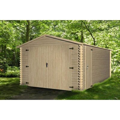 GARTFLEX Garage en bois ep 28mm surface utile 14.32m² INT012 Beige - Publicité GARTFLEX Garage en bois ep 28mm surface utile 14.32m² INT012 Beige - Publicité