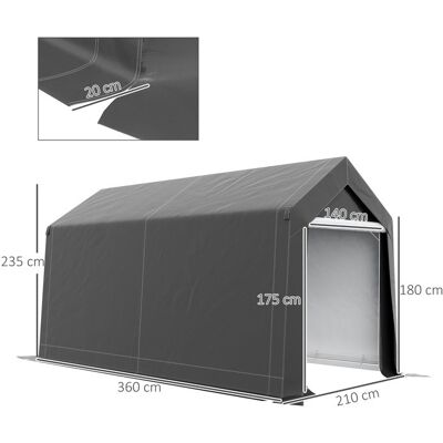 REJIMENEZ2025 Tente de garage 21 x 36 x 235 m Tente de stockage avec protection UV porte à fermeture éclair hydrofuge Garage en film plas Gris - Publicité REJIMENEZ2025 Tente de garage 21 x 36 x 235 m Tente de stockage avec protection UV porte à fermeture éclair hydrofuge Garage en film plas Gris - Publicité