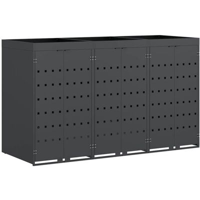 Rangement de poubelles extérieur - vidaXL - Anthracite - Acier revêtu de poudre - 204x775x1215 cm - Extensible Gris - Publicité Rangement de poubelles extérieur - vidaXL - Anthracite - Acier revêtu de poudre - 204x775x1215 cm - Extensible Gris - Publicité