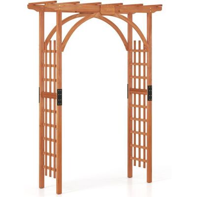 Arche de Jardin en Bois avec Treillis 160x60x213 cm COSTWAY-Support Grimpant-Toit Pergola Traditionnel-en Bois de Sapin-Brun-jaune Blanc - Publicité Arche de Jardin en Bois avec Treillis 160x60x213 cm COSTWAY-Support Grimpant-Toit Pergola Traditionnel-en Bois de Sapin-Brun-jaune Blanc - Publicité