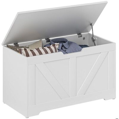 Coffre de rangement - HOMCOM - couvercle rabattable et charnières de sécurité - panneaux de particules - 80 x 40 x 45 cm - blanc Blanc - Publicité Coffre de rangement - HOMCOM - couvercle rabattable et charnières de sécurité - panneaux de particules - 80 x 40 x 45 cm - blanc Blanc - Publicité